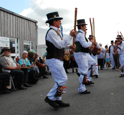 Shelagh watches with her stern eye as Tinners dance, Royal Cornwall Show, 2008
