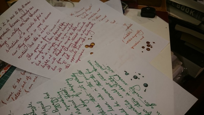 Magical Forest, sort of Kelly Green colour; Red Lustre with dark berry colour, and then Brandy Dazzle with an Oxblood shade of brown. Lovely!